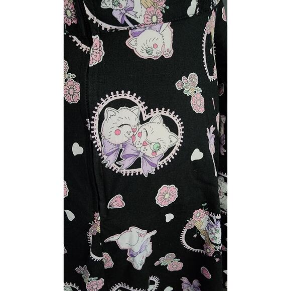 Hell Bunny Amelia Fit & Flare 50s Style Halter Mini Dress Heart Cats Print Small - Picture 8 of 8